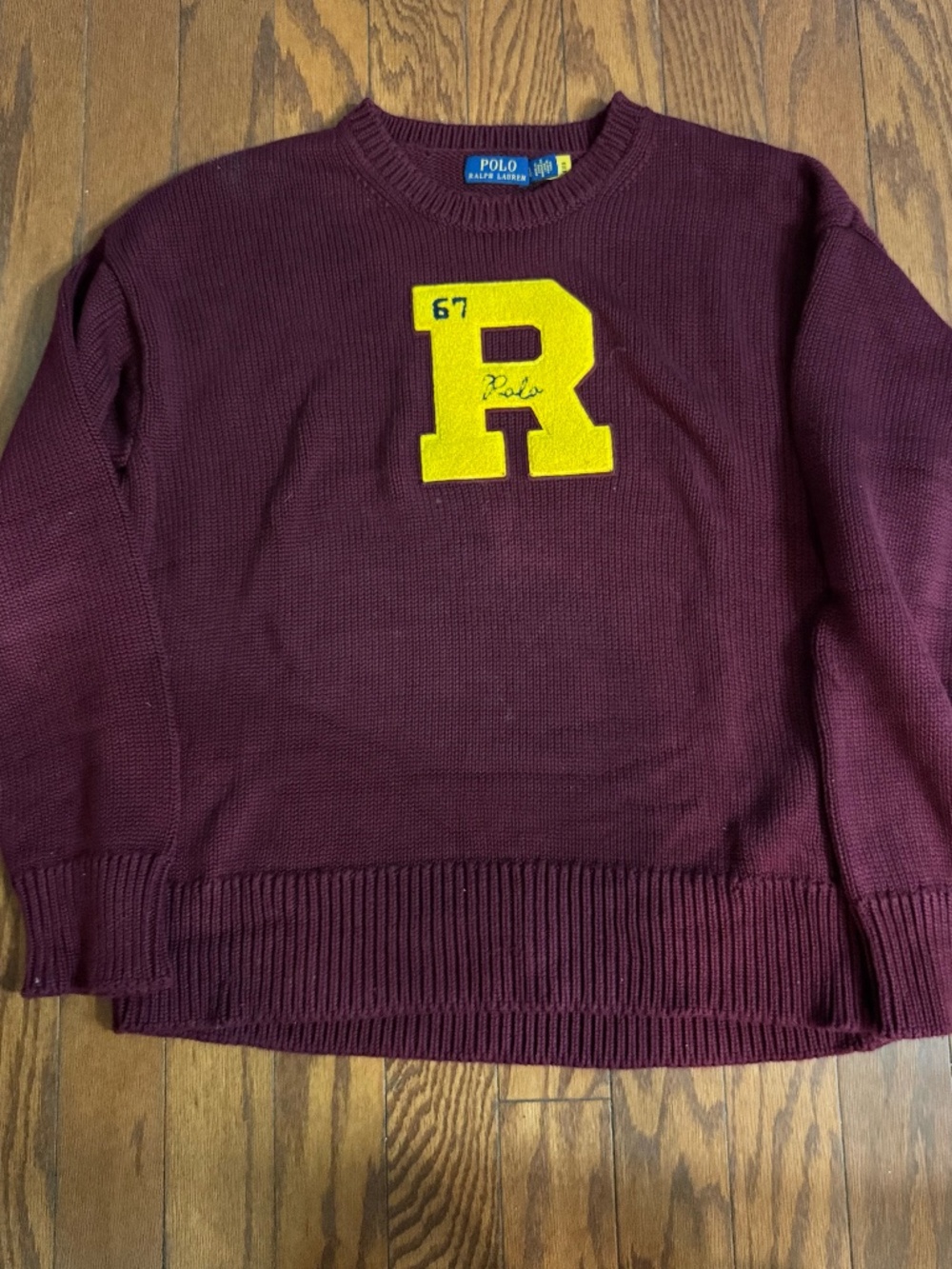 Vintage Polo Ralph Lauren Letterman Sweater – Burgundy & Yellow
